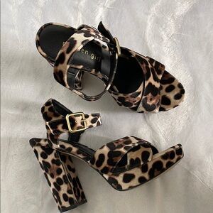 animal print block platform heel size 7
